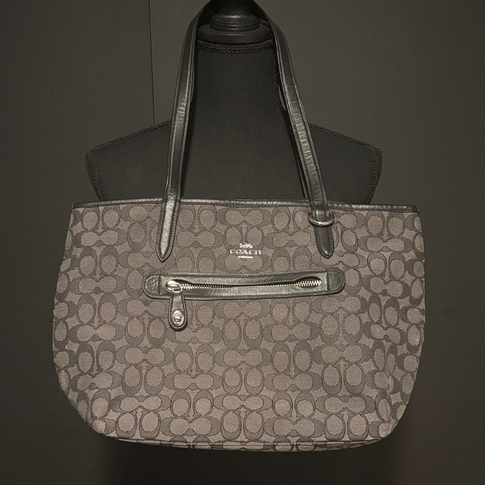 Coach Black and Gray Signature Tote